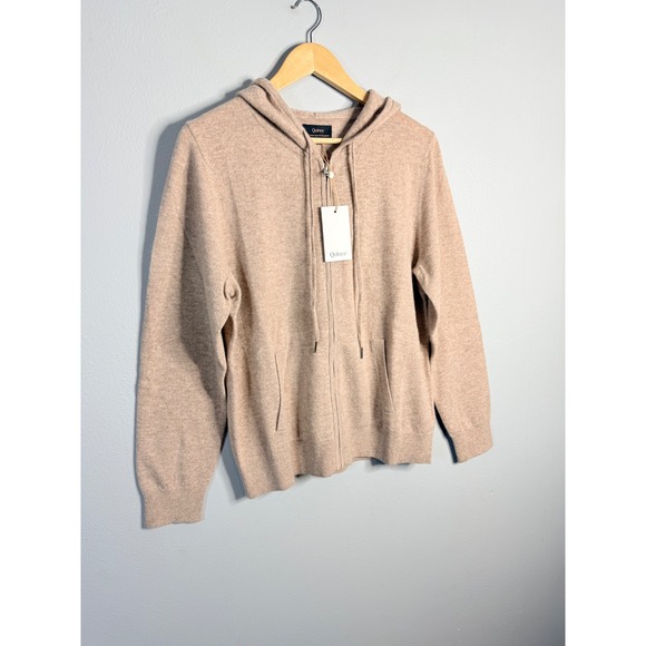 Quince Mongolian Cashmere Full-Zip Hoodie Large Oatmeal NWT - Picture 2 of 7